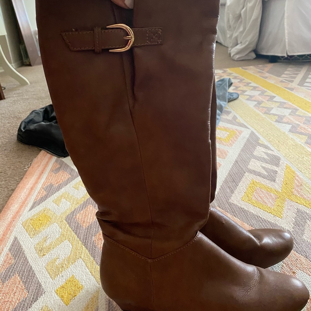 Brown leather boots